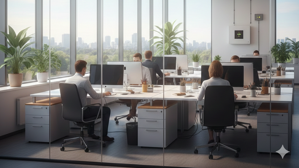 Obraz przedstawia nowoczesne biuro